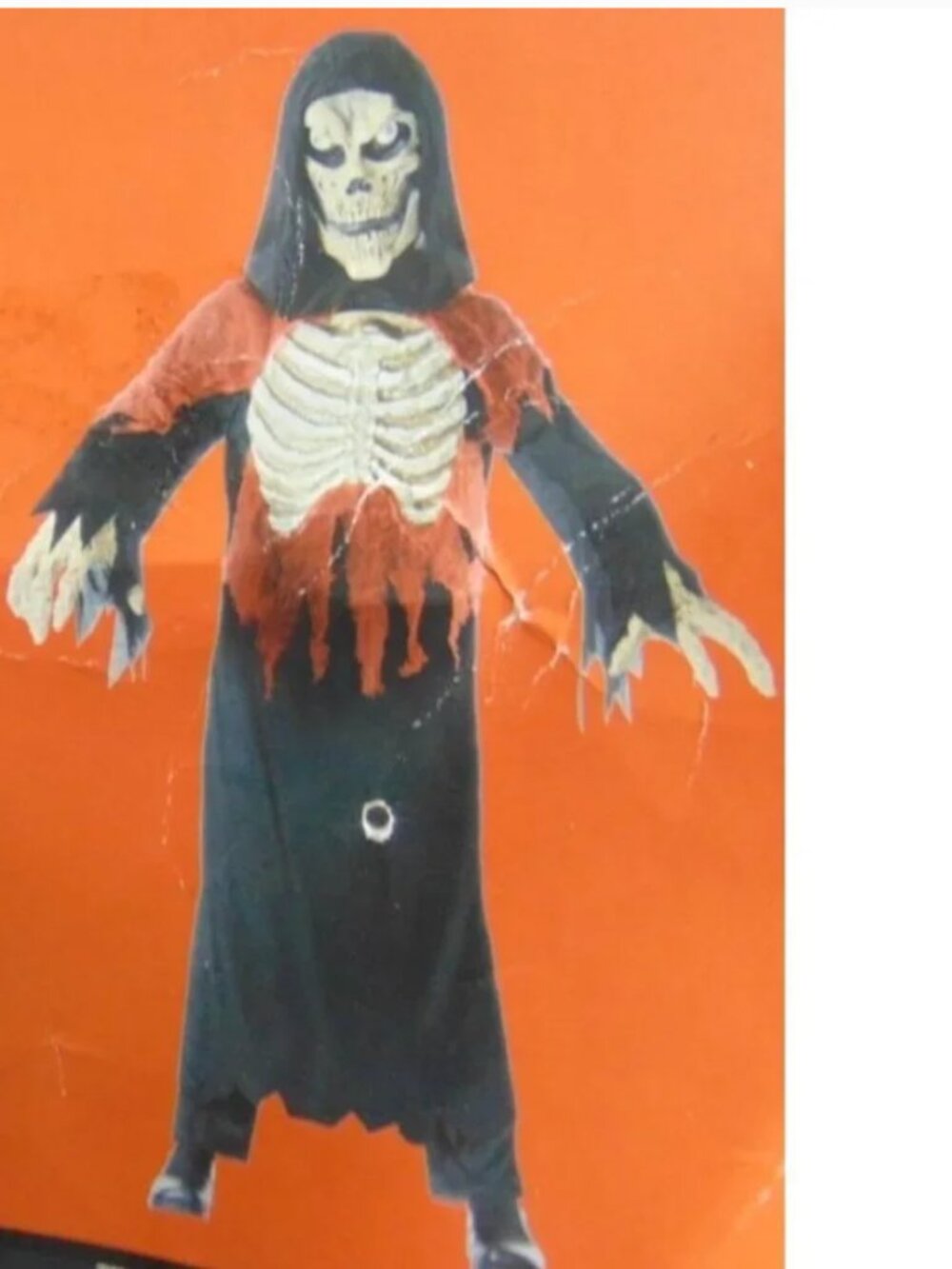 Skeleton Extreme Reaper Halloween Costume 14/16 Hooded Robe, Mask, Hands Boys